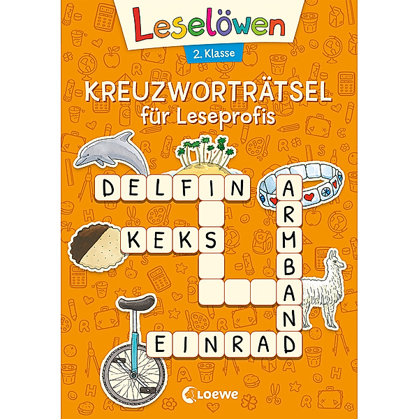 Leselöwen Kreuzworträtsel für Erstleser - 2. Klasse (Orange)