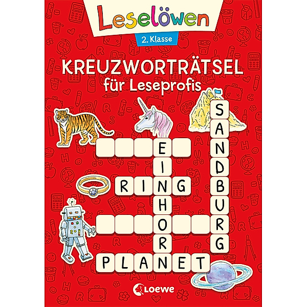 Leselöwen Kreuzworträtsel für Leseprofis - 2. Klasse (Rot)