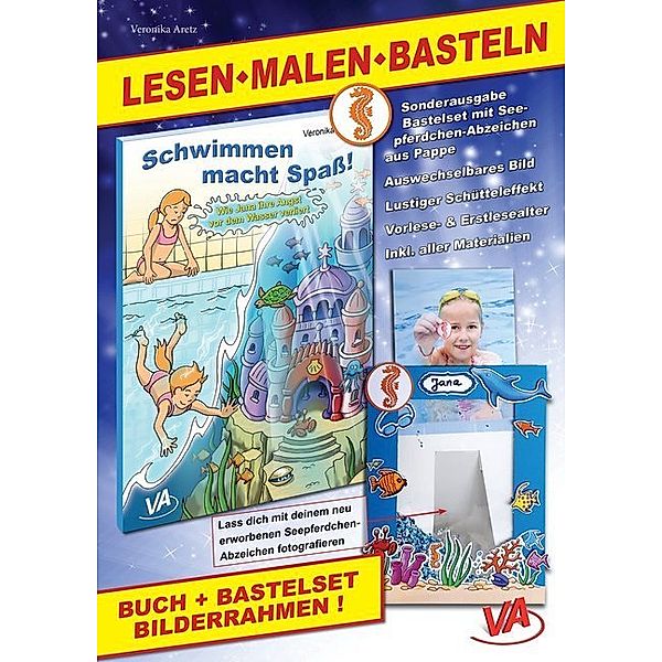 Lesen-Malen-Basteln: Buch Wie Jana ihre Angst vor dem Wasser verliert & Bastelset Bilderrahmen Seepferdchen, m. 1 Buch, m. 3 Buch, m. 1 Buch, 2 Teile, Matthias Adolphi, Veronika Aretz