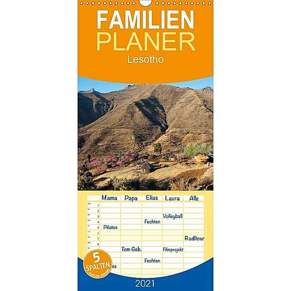 Lesotho - Familienplaner hoch (Wandkalender 2021 , 21 cm x 45 cm, hoch), Frauke Scholz