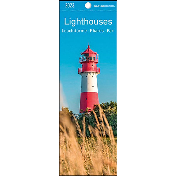 Leuchttürme 2023 - Lesezeichenkalender 5,5x16,5 cm - Lighthouses - Lesehilfe - Alpha Edition