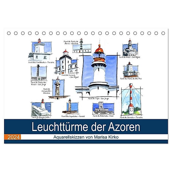 Leuchttürme der Azoren (Tischkalender 2024 DIN A5 quer), CALVENDO Monatskalender, Marisa Kirko