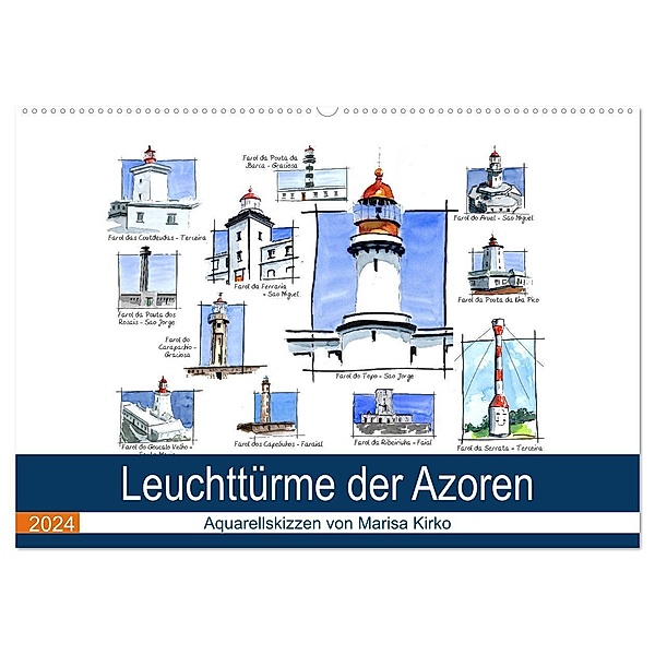 Leuchttürme der Azoren (Wandkalender 2024 DIN A2 quer), CALVENDO Monatskalender, Marisa Kirko