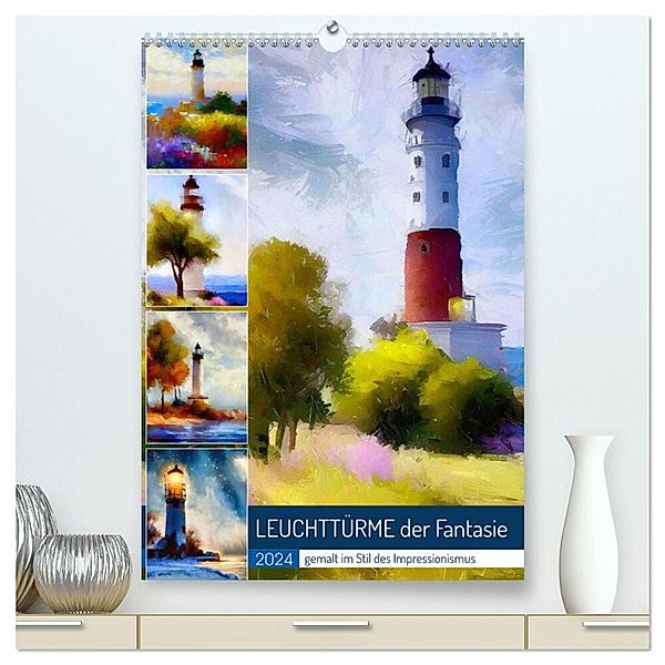 Leuchttürme der Fantasie (hochwertiger Premium Wandkalender 2024 DIN A2 hoch), Kunstdruck in Hochglanz, Sabine Löwer