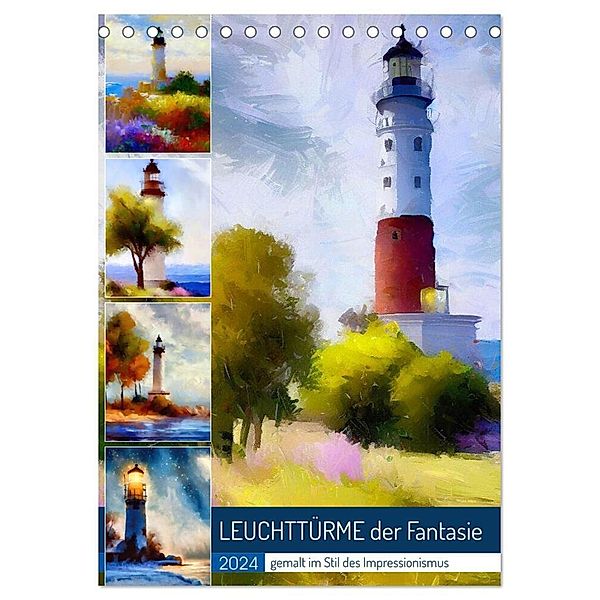 Leuchttürme der Fantasie (Tischkalender 2024 DIN A5 hoch), CALVENDO Monatskalender, Sabine Löwer