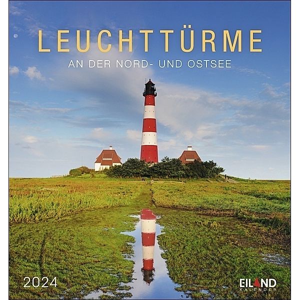 Leuchttürme Postkartenkalender 2024. Eiland-Leuchtturm-Kalender mit 12 Farbfotos der Nordsee- und Ostseeküste. Kalender 2024 mit Postkarten zum Aufstellen und Aufhängen.