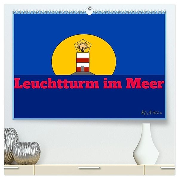 Leuchtturm im Meer (hochwertiger Premium Wandkalender 2024 DIN A2 quer), Kunstdruck in Hochglanz, Daniel Christian Aumüller