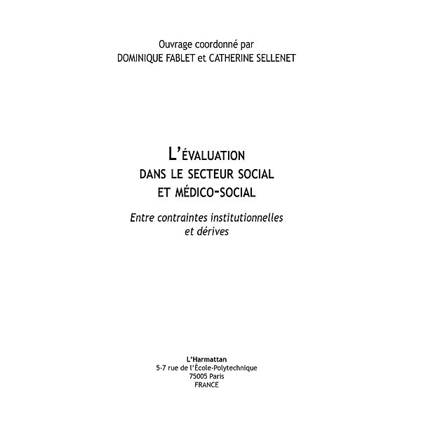 L'evaluation dans le secteur social et medico-social - entre / Hors-collection, Sellenet