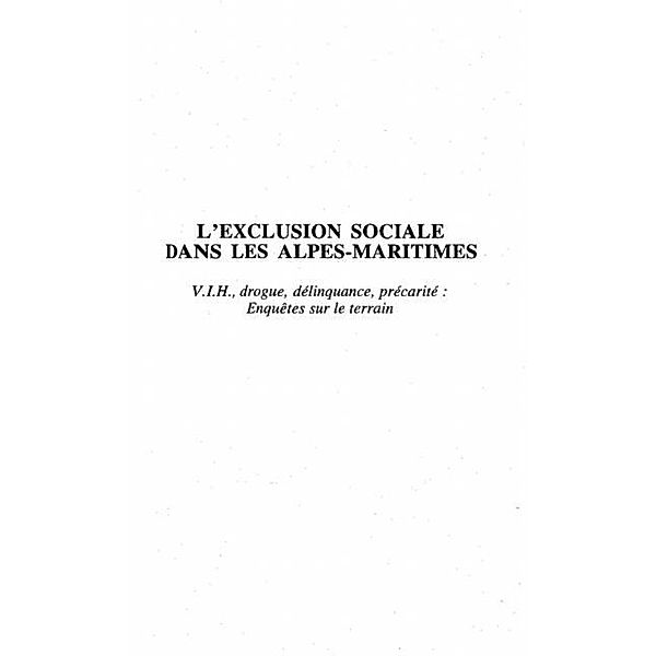 L'EXCLUSION SOCIALE DANS LES ALPES-MARITIMES / Hors-collection, Collectif