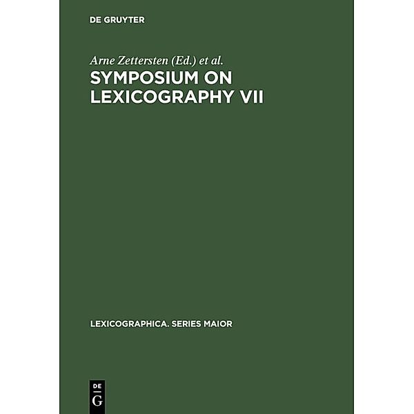 Lexicographica, Series Maior / Symposium on Lexicography.Vol.7