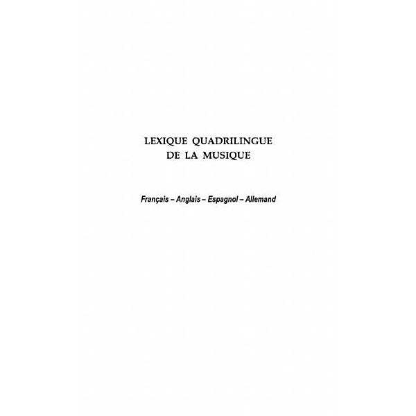 Lexique quadrilingue de la musique / Hors-collection, Banks David