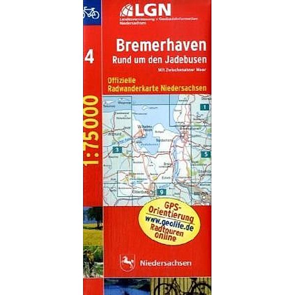 LGN Radwanderkarte Niedersachsen - Bremerhaven, Rund um den Jadebusen