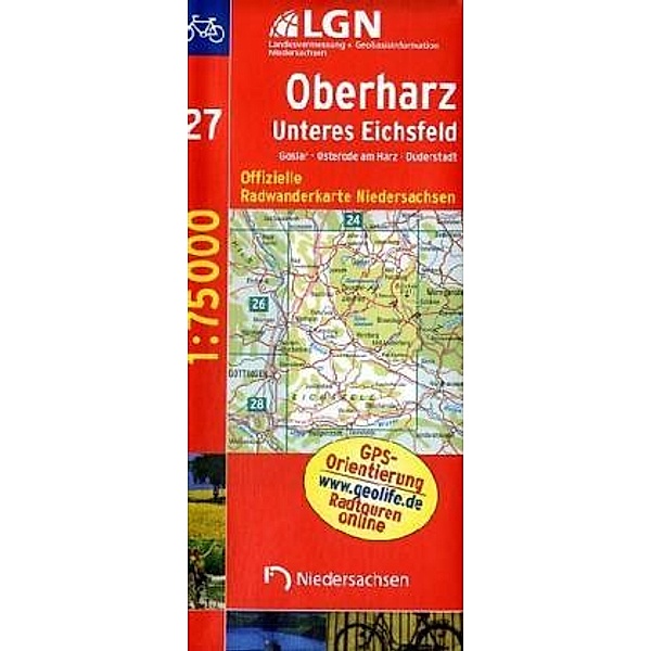 LGN Radwanderkarte Niedersachsen - Oberharz, Unteres Eichsfeld