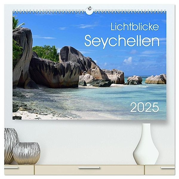 Lichtblicke - Seychellen (hochwertiger Premium Wandkalender 2025 DIN A2 quer), Kunstdruck in Hochglanz, Calvendo, Uwe Bade