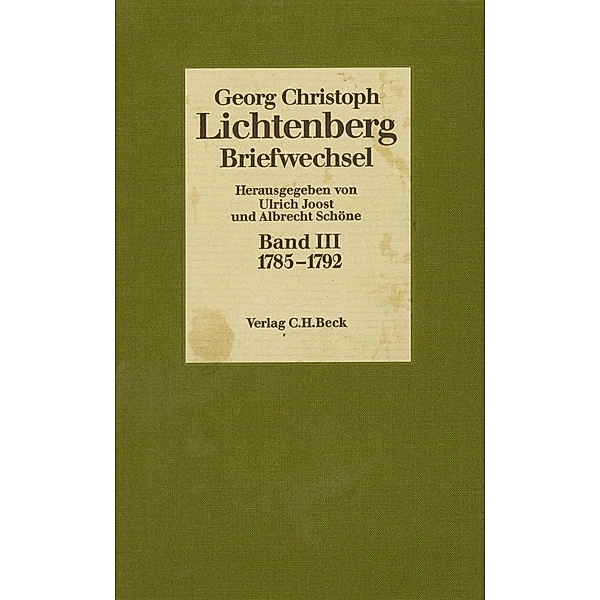 Lichtenberg Briefwechsel  Bd. 3: 1785-1792, Georg Christoph Lichtenberg