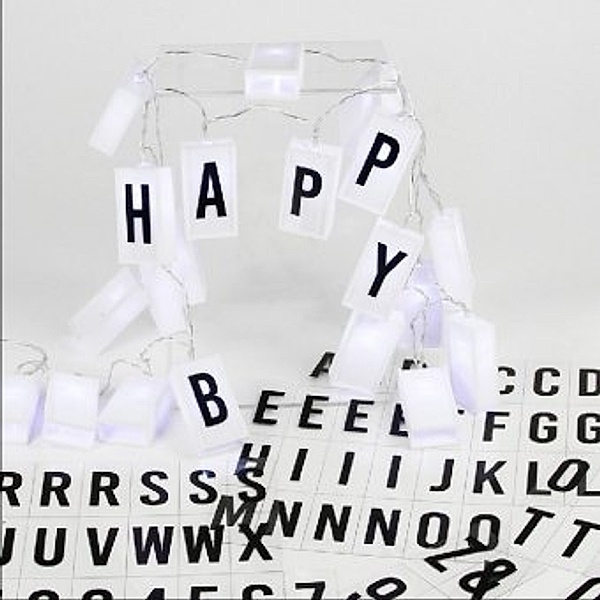 Lichterkette, Letterbox mit 70 auswechselbaren Buchstaben und Zeichen