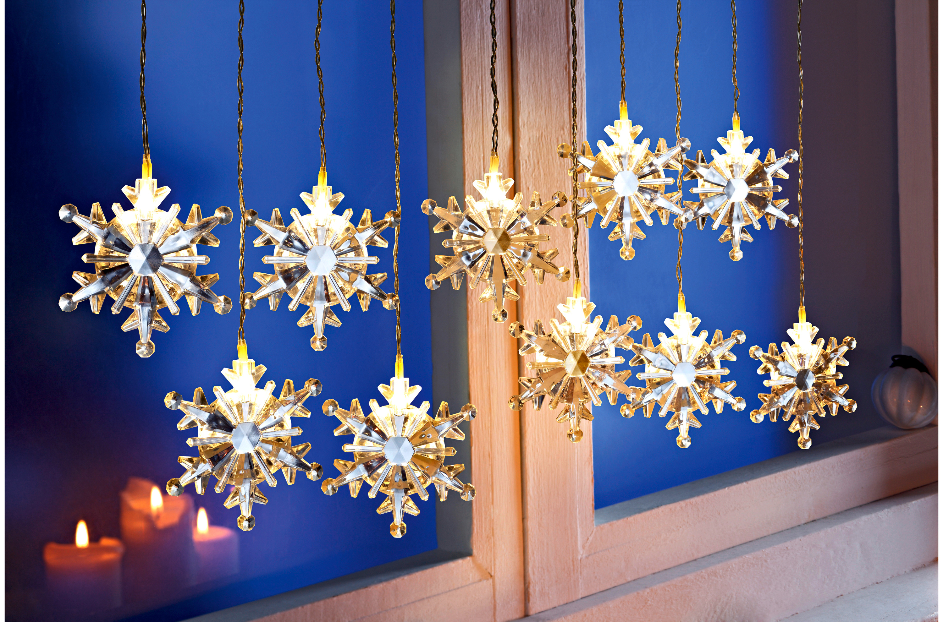 LED Schneeflocke Fenster Lichterkette Lichtvorhang Beleuchtung Weihnachten Deko 