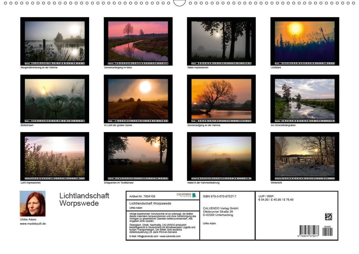 Lichtlandschaft Worpswede Wandkalender 2020 DIN A2 quer - Kalender bestellen
