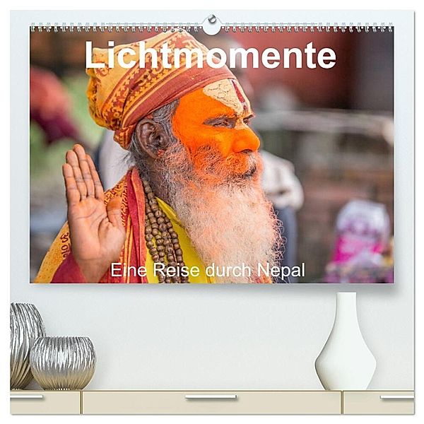 Lichtmomente - Eine Reise durch Nepal (hochwertiger Premium Wandkalender 2025 DIN A2 quer), Kunstdruck in Hochglanz, Calvendo, Saskia Kraft