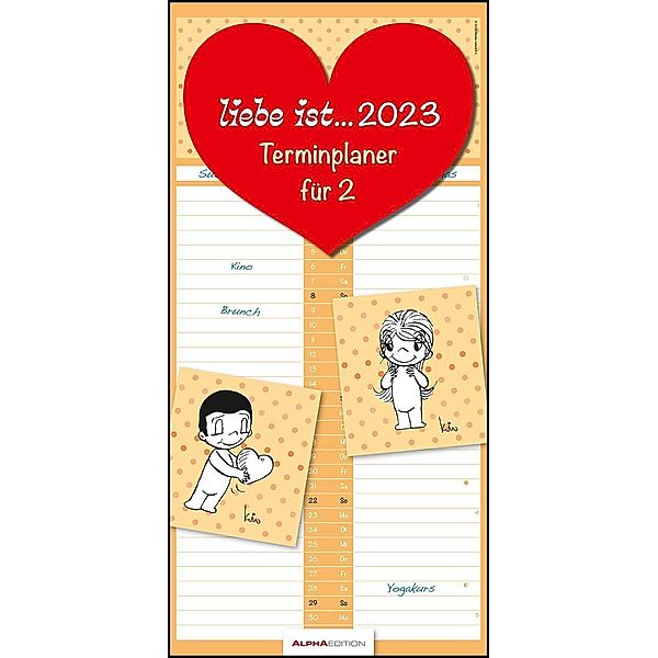 liebe ist... Terminplaner für 2 2023 - Familien-Timer - Termin-Planer - Paar-Kalender - Familien-Kalender - 22x45