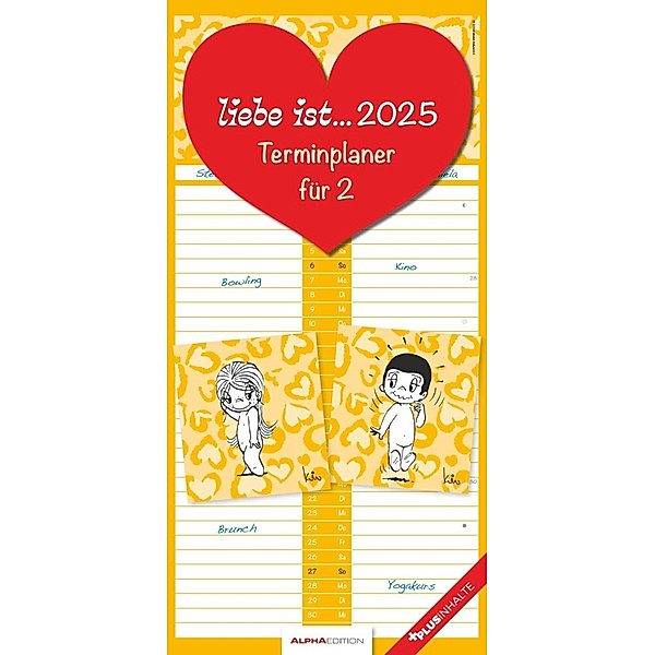 liebe ist... Terminplaner für 2 2025 - Familien-Timer - Termin-Planer - Paar-Kalender - Familien-Kalender - 22x45