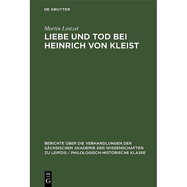 Liebe und Tod bei Heinrich von Kleist, Martin Lintzel