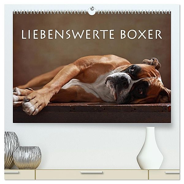 Liebenswerte Boxer (hochwertiger Premium Wandkalender 2025 DIN A2 quer), Kunstdruck in Hochglanz, Calvendo, Jana Behr