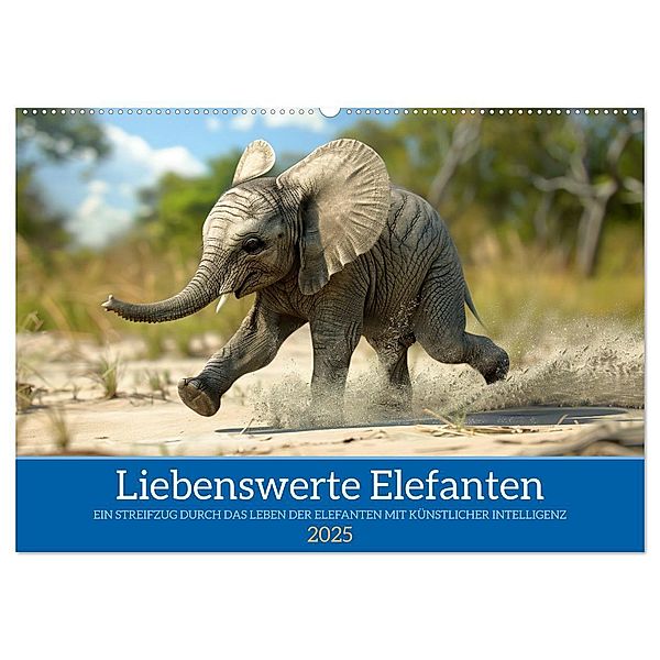 Liebenswerte Elefanten (Wandkalender 2025 DIN A2 quer), CALVENDO Monatskalender, Calvendo, Kerstin Waurick