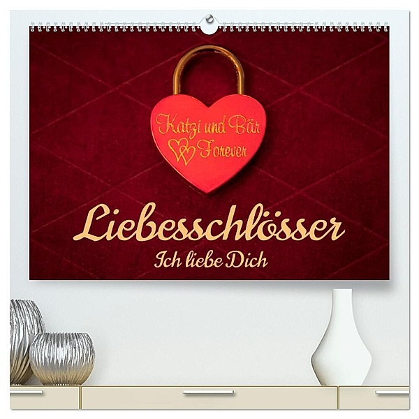 Liebesschlösser, Ich liebe Dich (hochwertiger Premium Wandkalender 2024 DIN A2 quer), Kunstdruck in Hochglanz, Dietmar Scherf