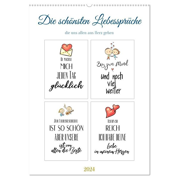 Liebessprüche (Wandkalender 2024 DIN A2 hoch), CALVENDO Monatskalender, Steffen Gierok-Latniak