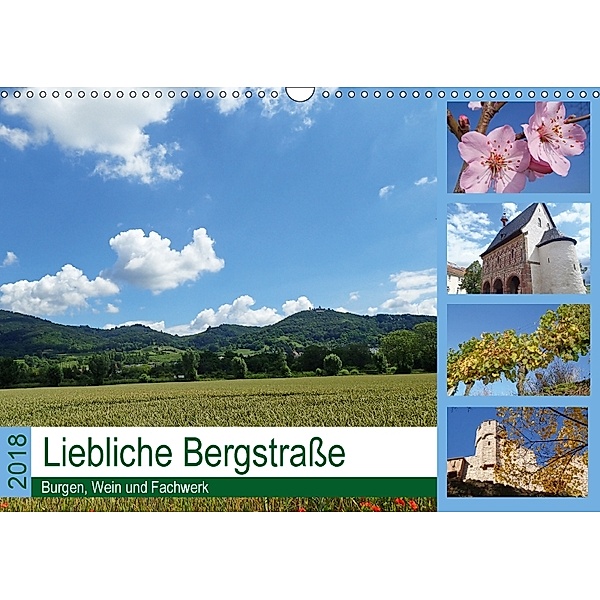 Liebliche Bergstraße - Burgen, Wein und Fachwerk (Wandkalender 2018 DIN A3 quer), Ilona Andersen