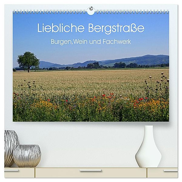 Liebliche Bergstraße - Burgen, Wein und Fachwerk (hochwertiger Premium Wandkalender 2025 DIN A2 quer), Kunstdruck in Hochglanz, Calvendo, Ilona Andersen