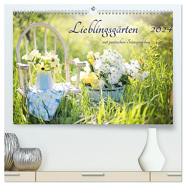 Lieblingsgärten mit poetischen Sinnsprüchen (hochwertiger Premium Wandkalender 2024 DIN A2 quer), Kunstdruck in Hochglanz, Konstanze Junghanns