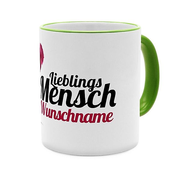 Lieblingsmensch - Personalisierter Kaffeebecher (Farbe: Grün)