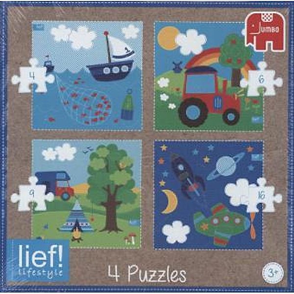 lief! Puzzlesortiment (Kinderpuzzle) 4 in 1