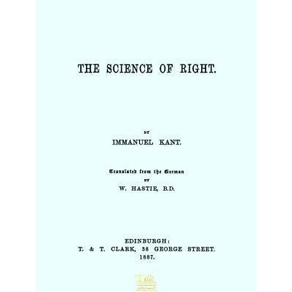 Lighthouse Books for Translation and Publishing: The Science of Right, Immanuel Kant