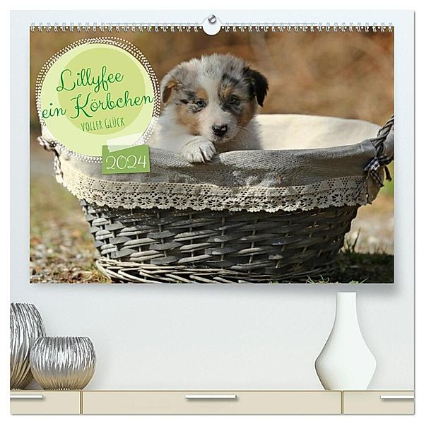 Lillyfee und ein Körbchen voller Glück (hochwertiger Premium Wandkalender 2024 DIN A2 quer), Kunstdruck in Hochglanz, Hundefotografie Beatrice Müller