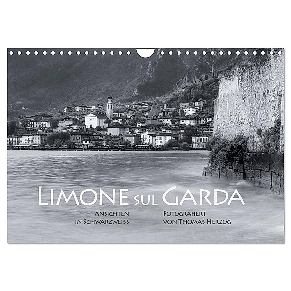 Limone sul Garda schwarzweiß (Wandkalender 2024 DIN A4 quer), CALVENDO Monatskalender, www.bild-erzaehler.com, Thomas Herzog