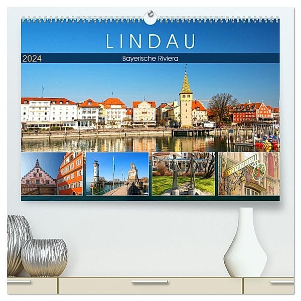 Lindau - Bayerische Riviera (hochwertiger Premium Wandkalender 2024 DIN A2 quer), Kunstdruck in Hochglanz, Sylvia Seibl