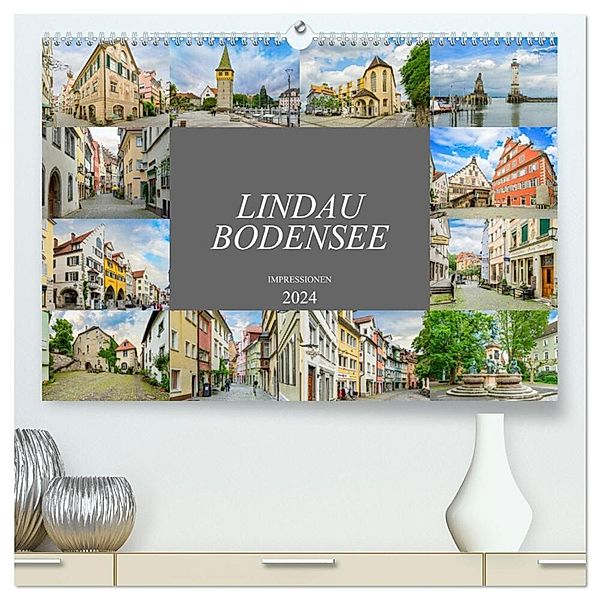 Lindau Bodensee Impressionen (hochwertiger Premium Wandkalender 2024 DIN A2 quer), Kunstdruck in Hochglanz, Dirk Meutzner