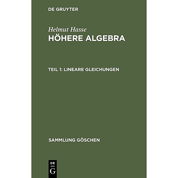 Lineare Gleichungen, Helmut Hasse