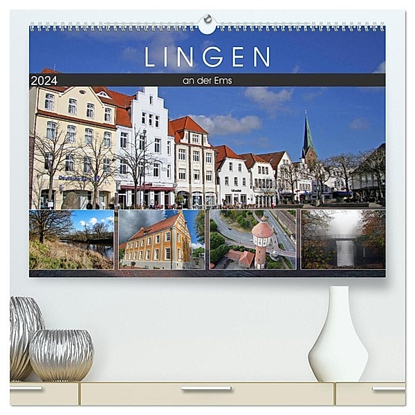 LINGEN an der Ems (hochwertiger Premium Wandkalender 2024 DIN A2 quer), Kunstdruck in Hochglanz, Schnellewelten