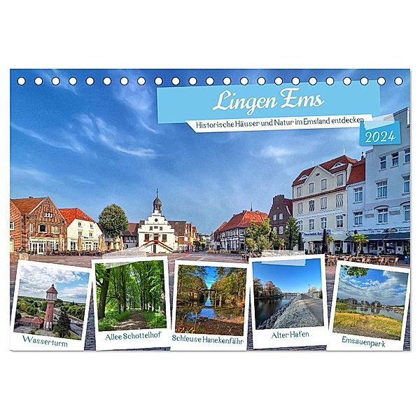 Lingen Ems (Tischkalender 2024 DIN A5 quer), CALVENDO Monatskalender, Schnellewelten