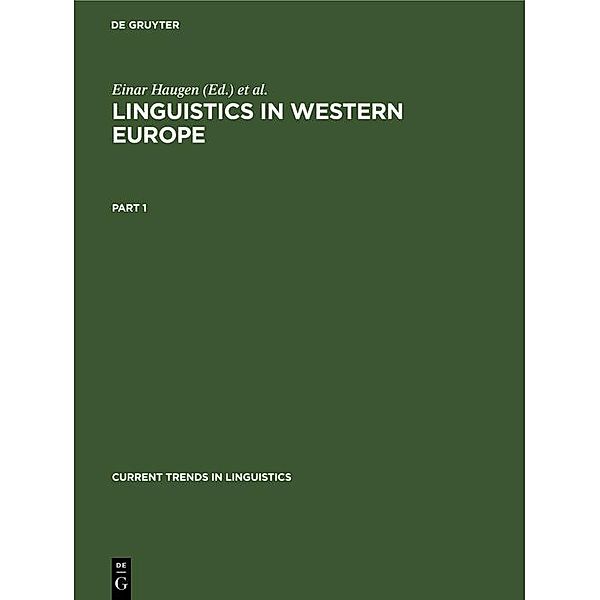 Linguistics in Western Europe. Part 1