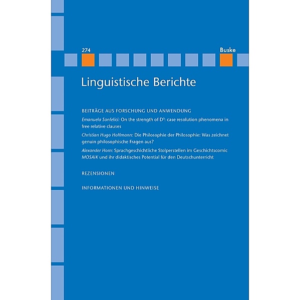 Linguistische Berichte Heft 274 / Linguistische Berichte Bd.274