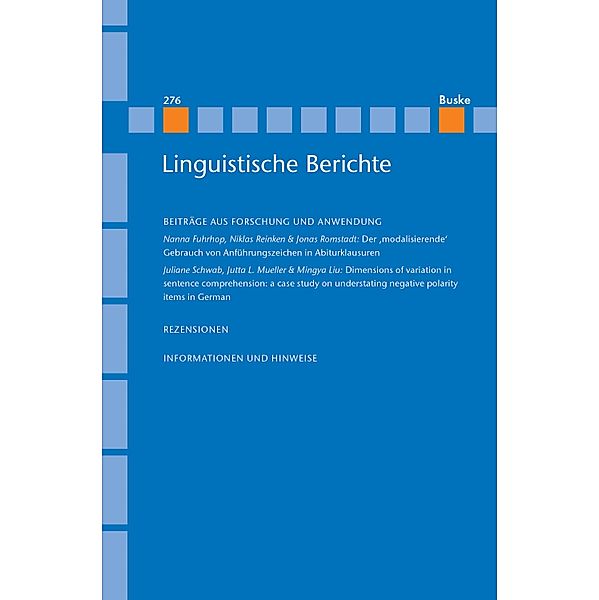 Linguistische Berichte Heft 276 / Linguistische Berichte Bd.276