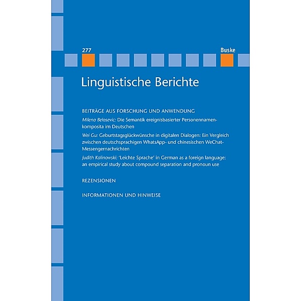 Linguistische Berichte Heft 277 / Linguistische Berichte Bd.277