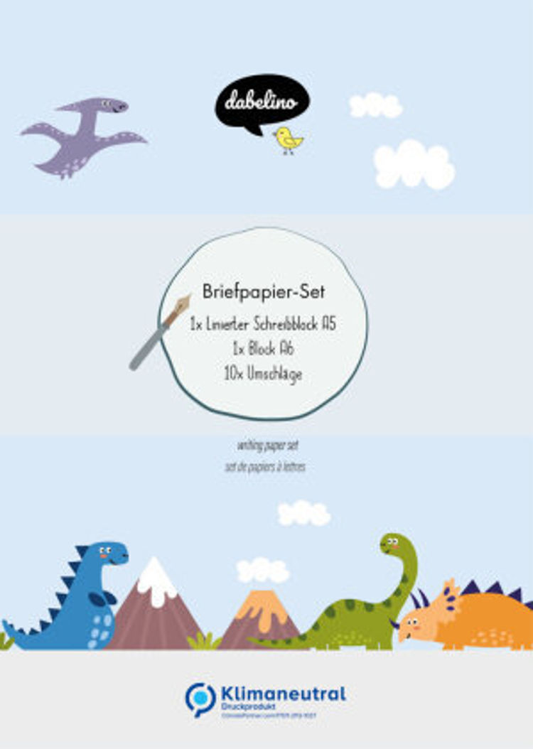 Liniertes Briefpapier-Set für Kinder: Dinosaurier für Jungen, blau |  Weltbild.ch