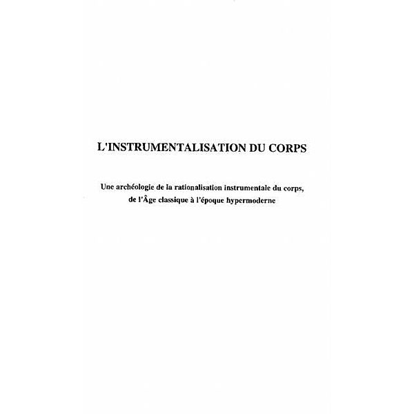 L'INSTRUMENTALISATION DU CORPS / Hors-collection, Jacques Gleyse