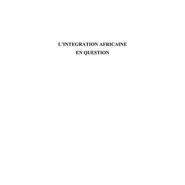 L'integration africaine en question / Hors-collection, Anicet Oloa Zambo